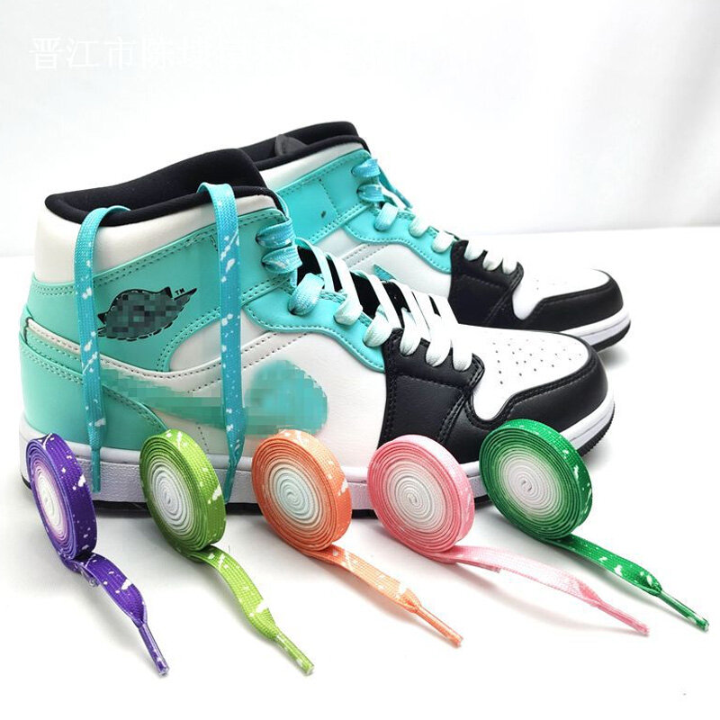 120/140cm Gradient Splash Ink Shoelace Shoe Laces Flat Canvas Shoe Lace Shoes Casual Chromatic Colour Shoelaces Unisex