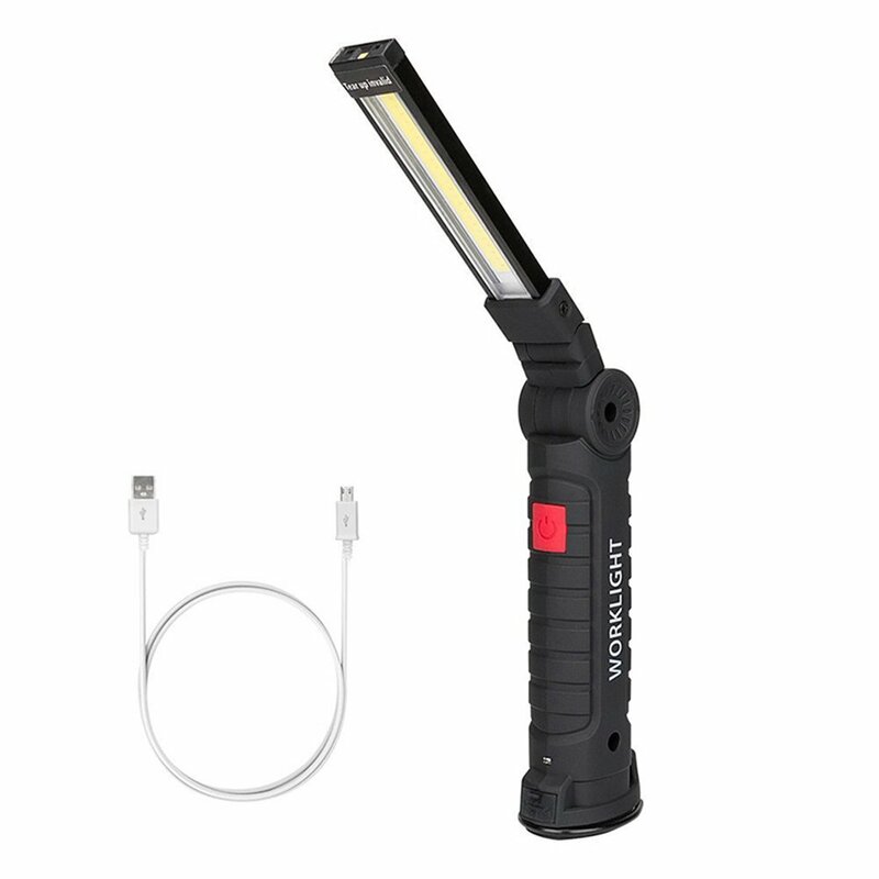 USB Isi Ulang dengan Set Baterai Bawaan Multifungsi Lampu Kerja Lipat COB LED Senter Obor Berkemah untuk Luar Ruangan 2020