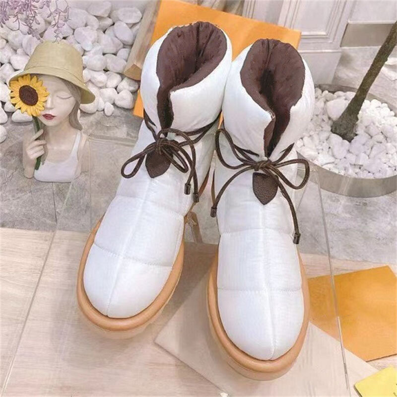 Down Snow Boots 2021 Winter Waterproof And Warm Short-tube Cotton Shoes Plus Velvet Padded Non-slip Ladies Lace-up Ankle Boots