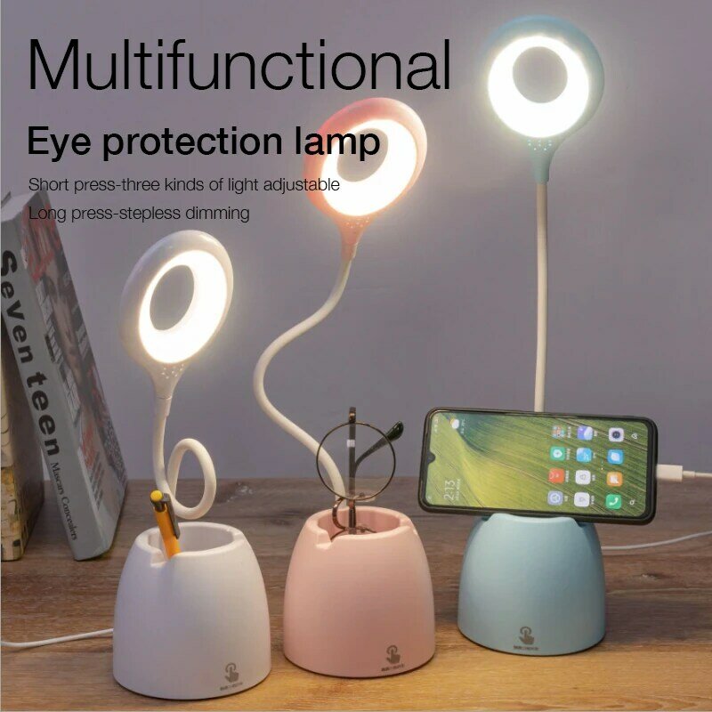 Lámpara de mesa de escritorio C2, luz Led nocturna táctil por USB, atenuación continua, protección ocular, soporte multifunción de aprendizaje