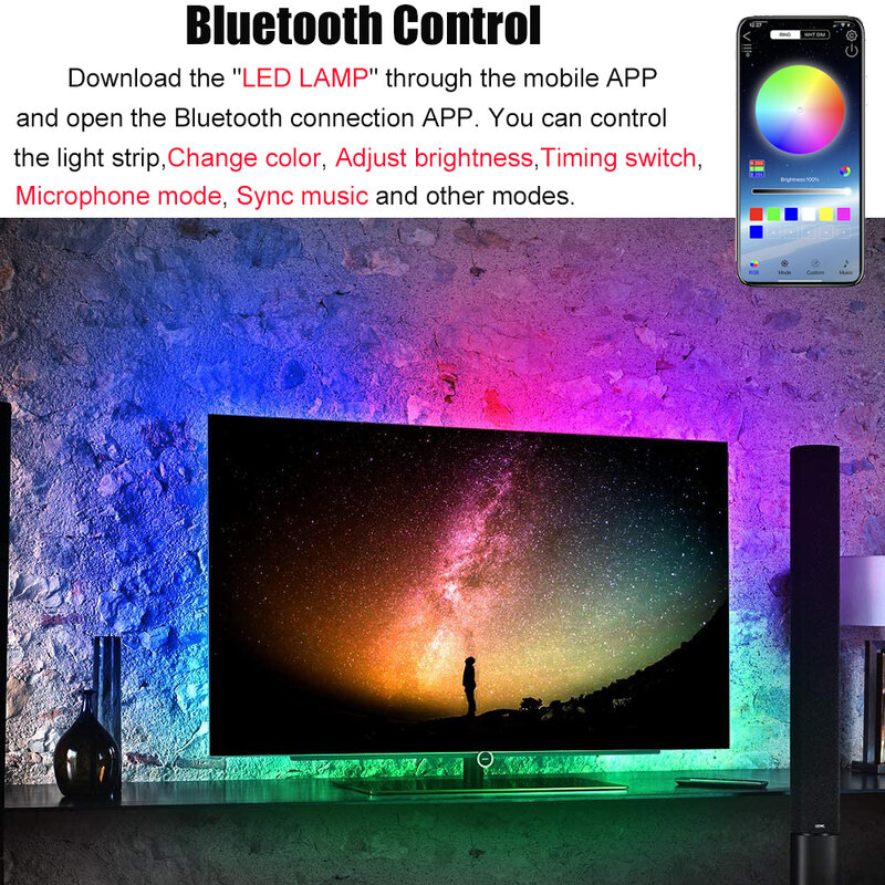 Điều Khiển Bluetooth RGB 5050 2835 Đèn LED Dây USB 5V Đèn Linh Hoạt Băng Diode Lễ Hội Fita Phòng Ngủ Tira Luces truyền Hình Máy Tính Để Bàn Luz