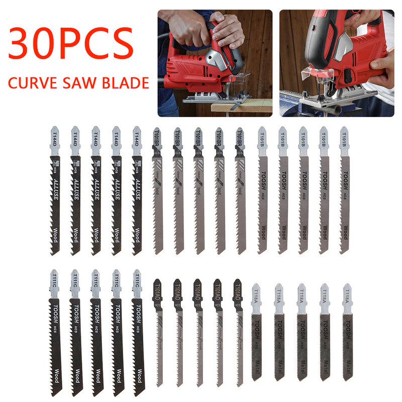 30PCS SawใบมีดT-Shank Jig SawใบมีดAssortedใบมีดสำหรับตัดไม้Dicsพลาสติกตัดโลหะใบมีดงานไม้เครื่องมือ