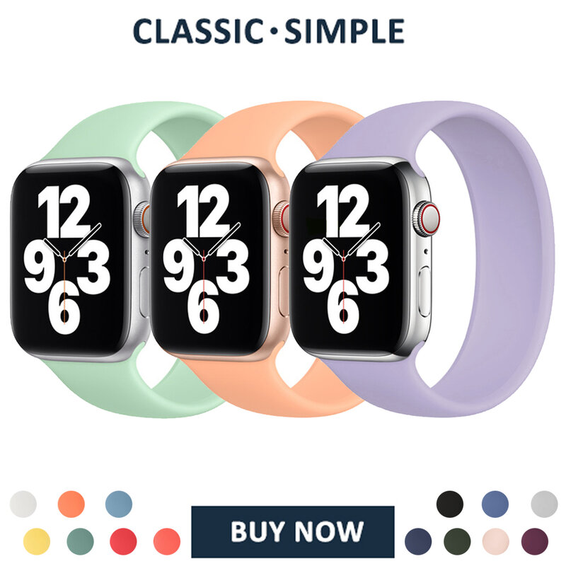 Banda de loop solo para apple watch 7/6/5/4/3/2 pulseira de silicone elástica para apple faixa de relógio 44mm 40mm 42mm 38mm 41mm 45mm iwatch cinto