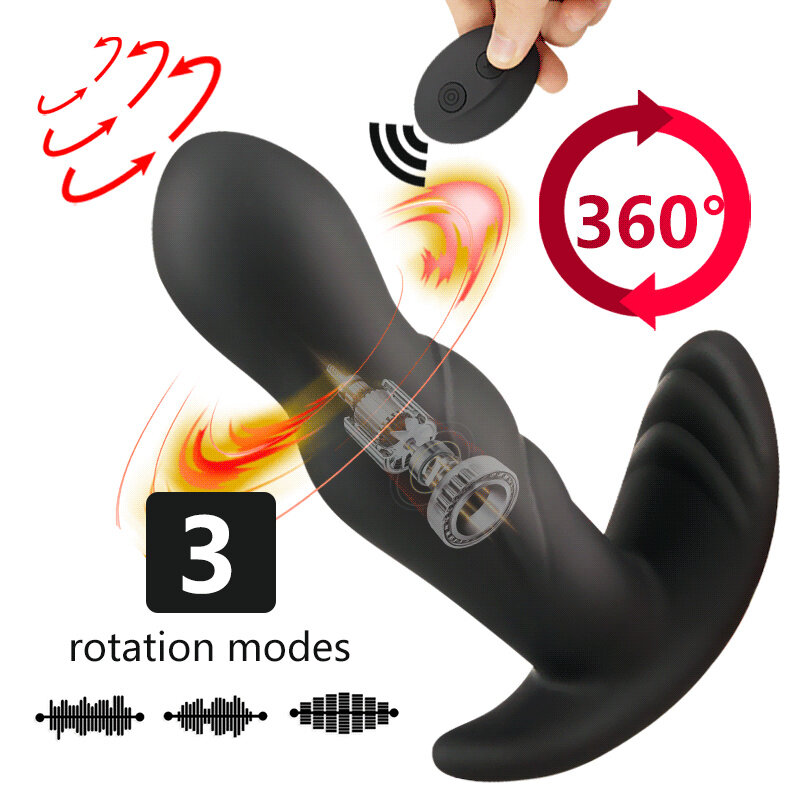 360องศาหมุน Anal Plug Vibrator ซิลิโคนชาย Prostate Massager Butt Plug Anus Vibrating Sex Toy สำหรับชาย G-จุดกระตุ้น