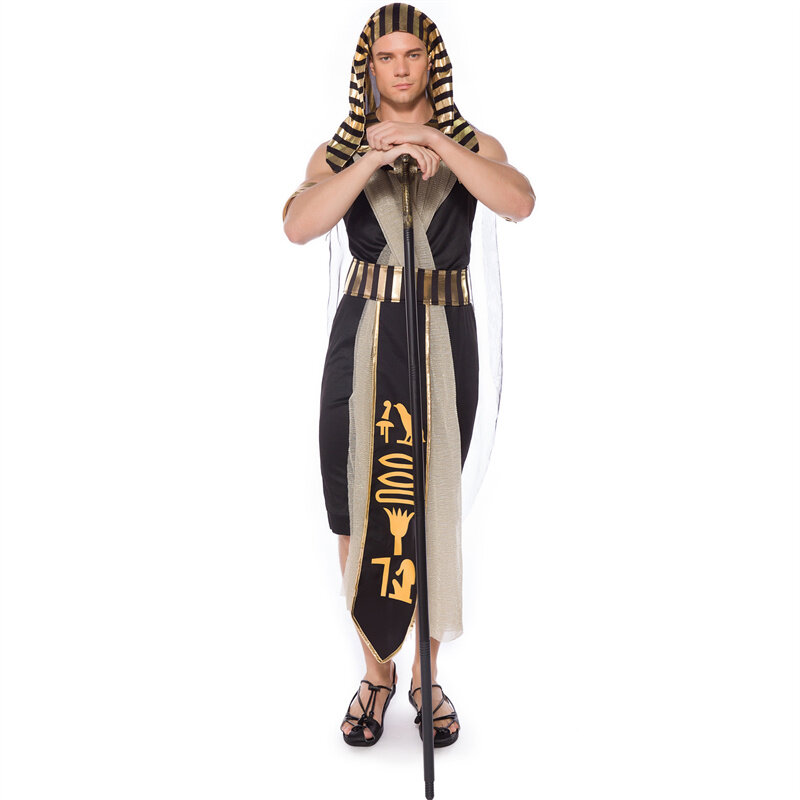 Set multi-pezzo Cosplay faraone egiziano Costume di carnevale Costume da uomo King Stage Halloween Performance Stage Retro elegante