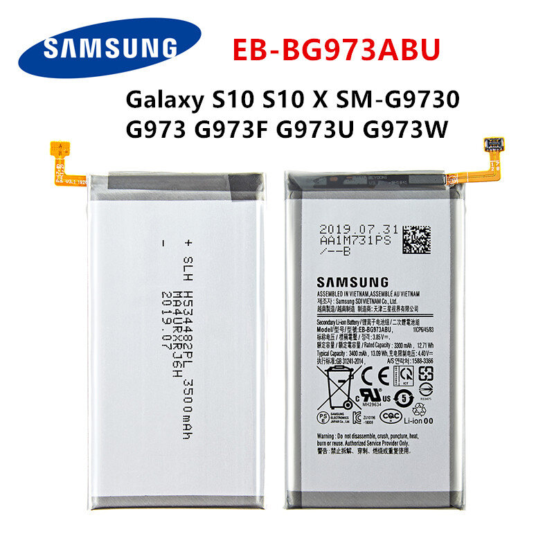 SAMSUNG Original EB-BG973ABU แบตเตอรี่3400MAh สำหรับ Samsung Galaxy S10 S10 X SM-G9730 SM-G973 G973F G973U G973W โทรศัพท์มือถือ + เครื่องมือ