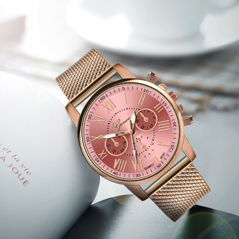 Senhoras vestido relógio de pulso de quartzo de luxo relógios de aço inoxidável dial pulseira de couro relógio de pulso moda vintage pulseiras relógios