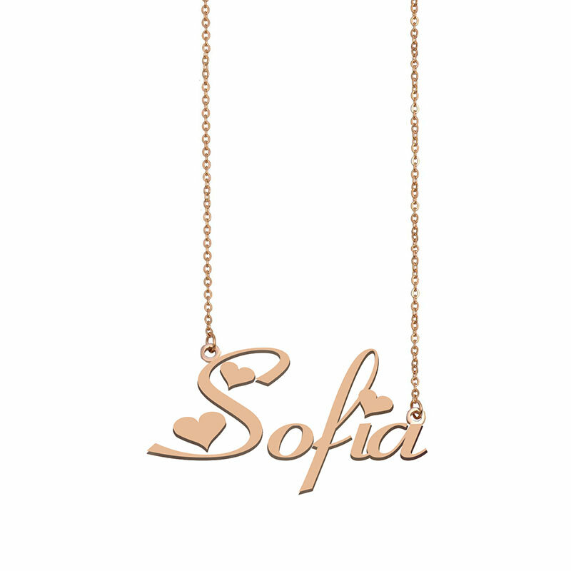 Collar de nombre de Sofía-Plata Y Oro Tono-Nombre Personalizado Joyería Regalo para mujeres
