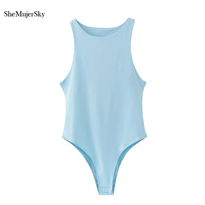 Shemujersky Vrouwen Mouwloos Bodysuit O-hals Slanke Elastische Body 2019 Overalls Jumpsuit