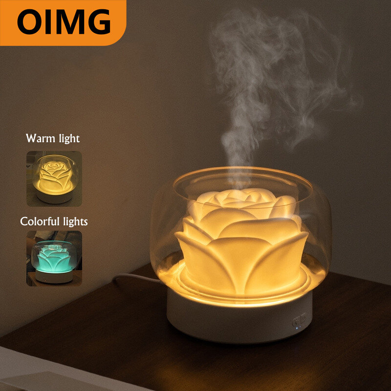 400ml casa difusor de óleo essencial névoa ultra-sônica umidificador ar aromaterapia fogger com lâmpada colorida aroma diffutor