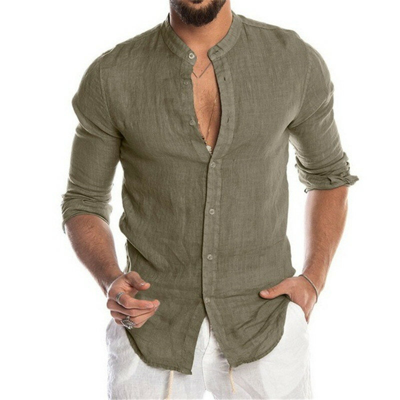 Yvlvol blusas masculinas casuais, de linho e algodão, camisetas soltas, manga curta, camisetas casuais para primavera, outono e verão, camisetas bonitas