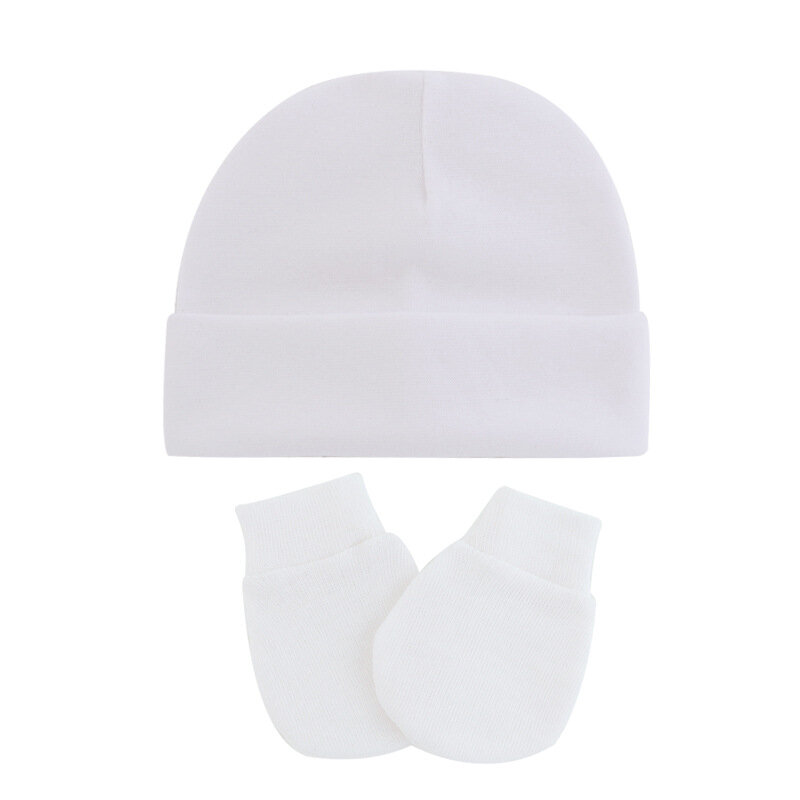 Soft Comfortable Cotton Newborn Hat and Gloves Two Piece Set Fashion Warm Baby Girls Caps Infant Anti-Grab Face Protect Mitten