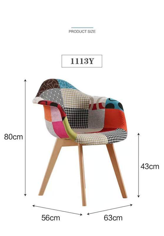 Cadeiras estofadas da sala de jantar da cadeira do retalhos com pés de madeira poltrona para a mobília da cozinha da sala de estar cadeiras multicoloridas