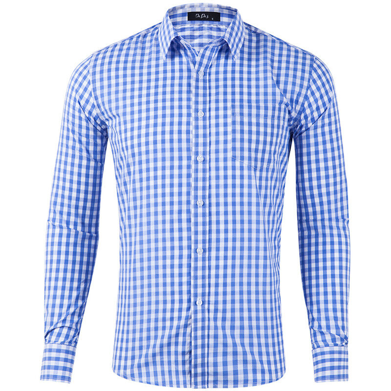 Camisa xadrez de algodão masculina, camisa social casual de alta qualidade com manga comprida e flanela para homens, dropshipping, 100%