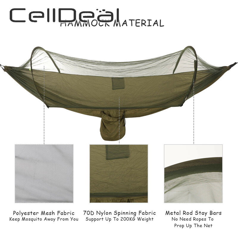 Rede de acampamento ao ar livre com mosquiteiro 1-2 pessoa portátil pendurado cama força pára-quedas redes balanço dormir acampamento