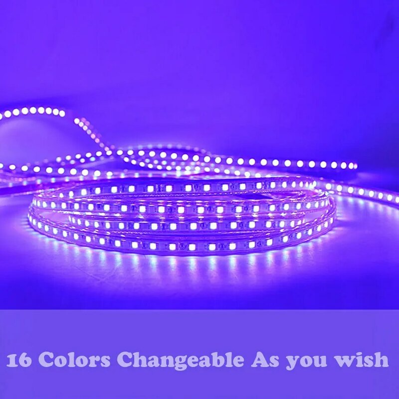 Tira de luces LED RGB de colores, cinta luminosa cambiable IP67, resistente al agua, con control remoto, 60LEDs/M 5050 220V, GD 16-50M
