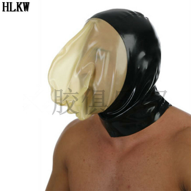 Máscara de látex con capucha para adultos, máscara de goma hecha a mano, tamaño y color personalizados, con cremallera trasera, hinchable, stuf