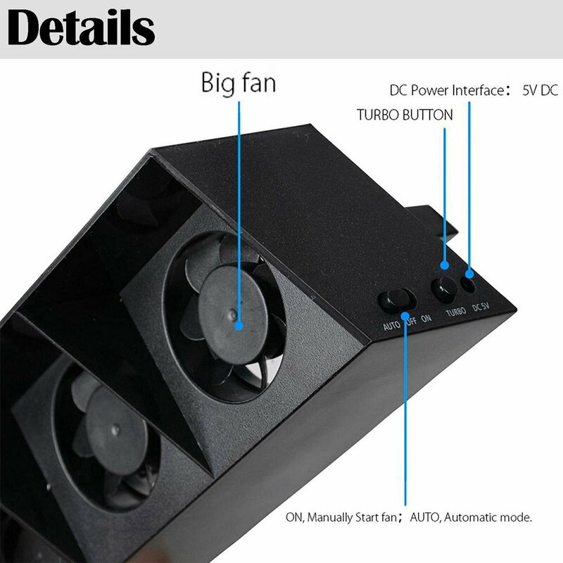 TP4-005 Smart Turbo Suhu Control USB Pendingin Cooler 5 Fan untuk Playstation 4 untuk PS4 Radiasi Fan