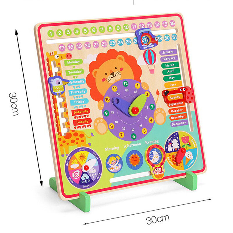 Bayi Papan Kayu Permainan Montessori Cuaca Musim Waktu Teka-teki Kognitif Anak Belajar Dini Angka Pendidikan Mainan Hadiah Natal