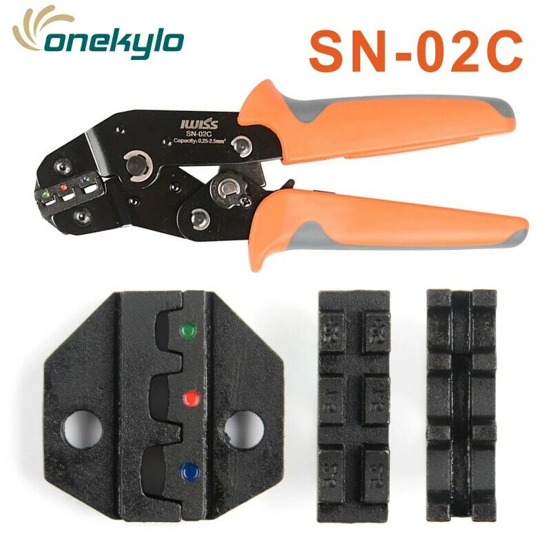 SN-02C Ratcheting Wire Crimping Plier Tools for Insulated Terminals and Butt Connectors Adjustable Crimper Mini Hand Tool
