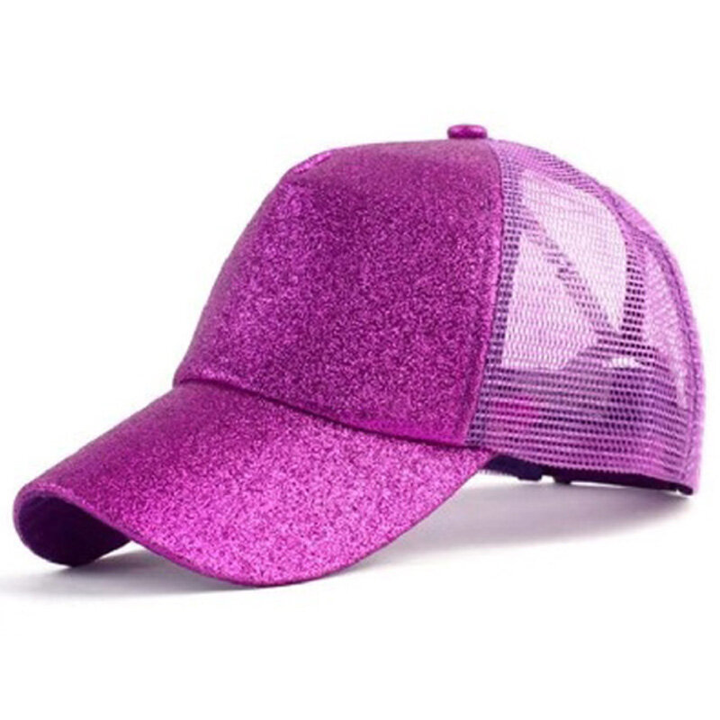 Kobiety Glitter kucyk czapka z daszkiem tata kapelusz Mesh czapki Trucker roztrzepany kok kapelusz na lato kobieta Snapback regulowane czapki hip-hopowe