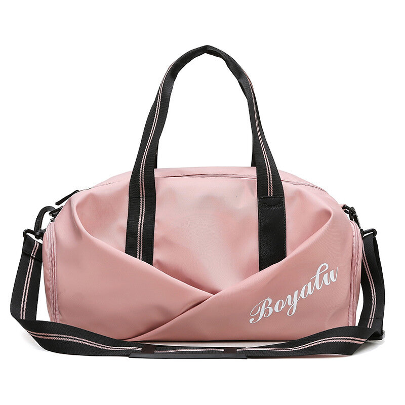 Bolsa deportiva con letras para mujer, bolso informal de gran capacidad, organizador de zapatos, para Yoga, de viaje, color rosa
