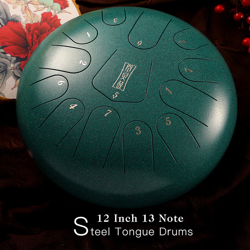 12-дюймовый барабан, 13-тоновый стальной барабан для языка с мягкой сумкой для барабана и парой маллетов для йоги, медитации