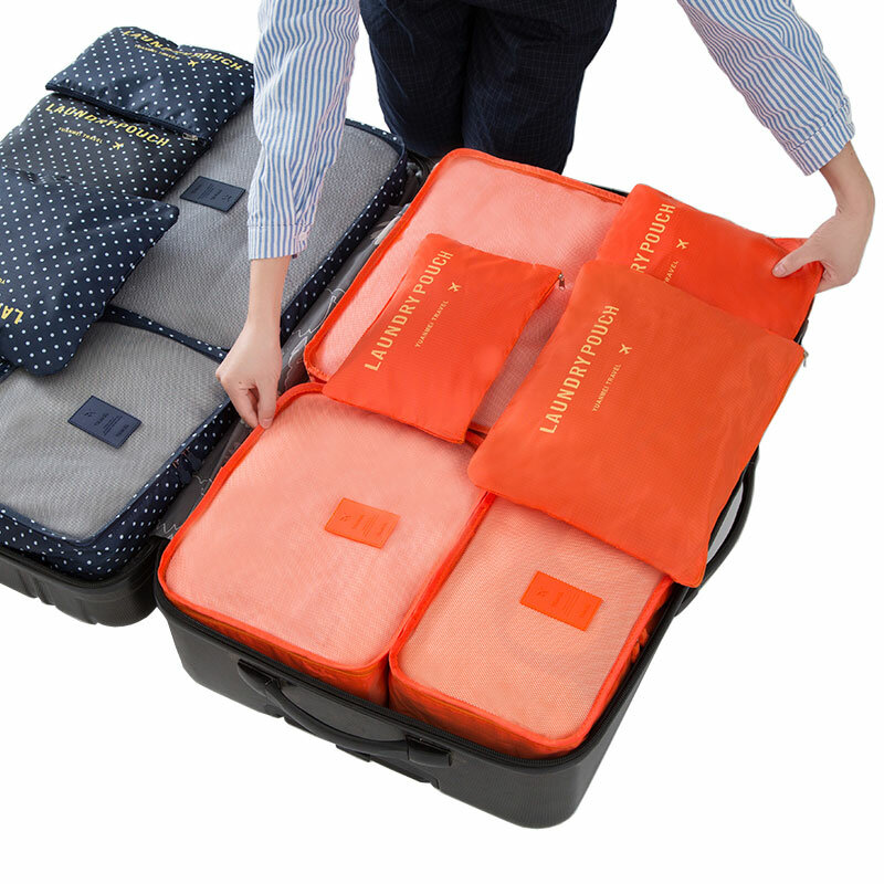 6 unids/set de compresión de cubos de embalaje hombres y mujeres, organizadores de equipaje de viaje Conjunto de 6