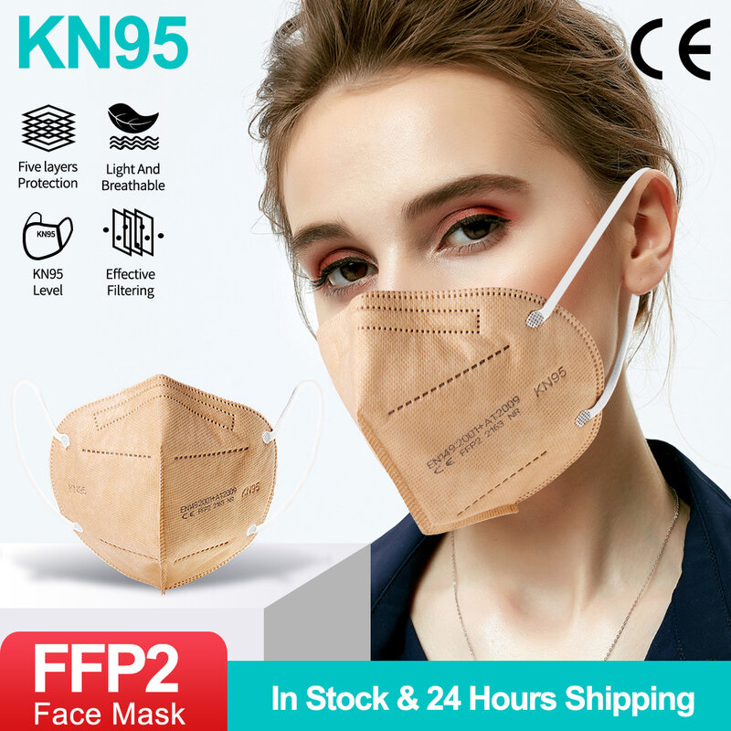 Masque de protection facial FFP2, filtre de sécurité réutilisable, respirateur anti-poussière, anti-poussière, CE FPP2 Kn95