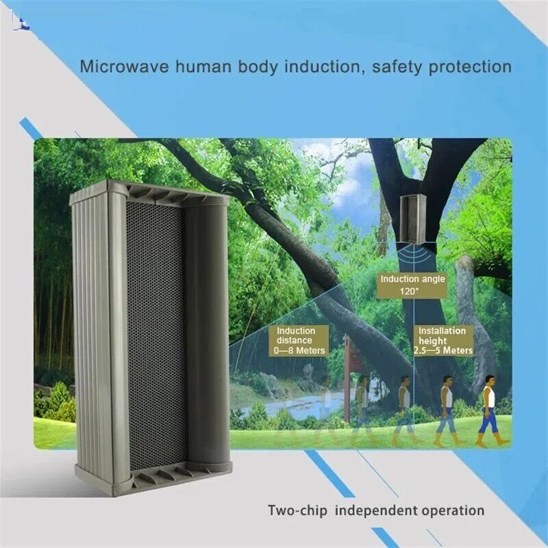 Outdoor Waterproof Big Power Motion Sensor Audio Amplifier Speaker Recordable for Station Street Forest Safety Voice Reminder