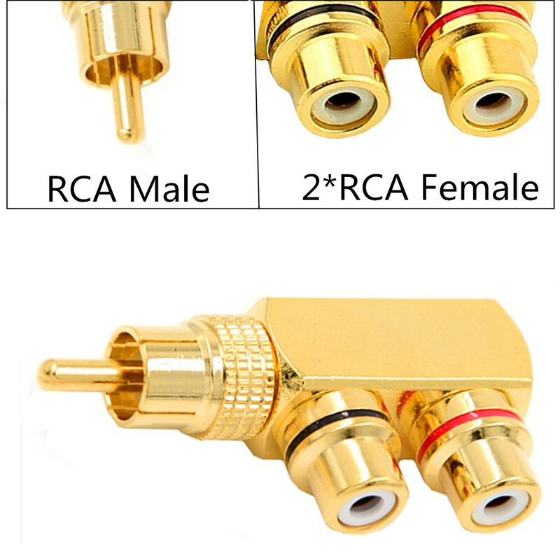 RCA Y splitter AV audio video plug converter 1 revolution 2 female adapter kit lotus AV jack RCA plug to double jack