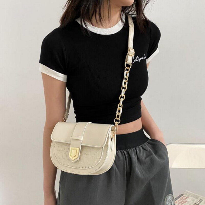 Crossbody Bags For Women 2021 new fashion chain Saddle Bags PU Leather Handbags Bags Designer Ladies Shoulder Bags
