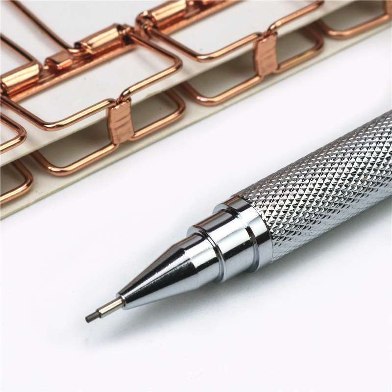 قلم رصاص ميكانيكي من الفولاذ المقاوم للصدأ 2.0 1.3 0.9 0.7 0.5 قلم فني لكتابة طلاب المدارس باللون الأسود قلم احترافي