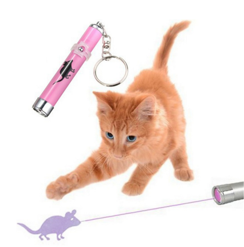 Juguete para gato, juguete creativo y divertido para mascotas, bolígrafo de luz LED con puntero, ratón de animación brillante
