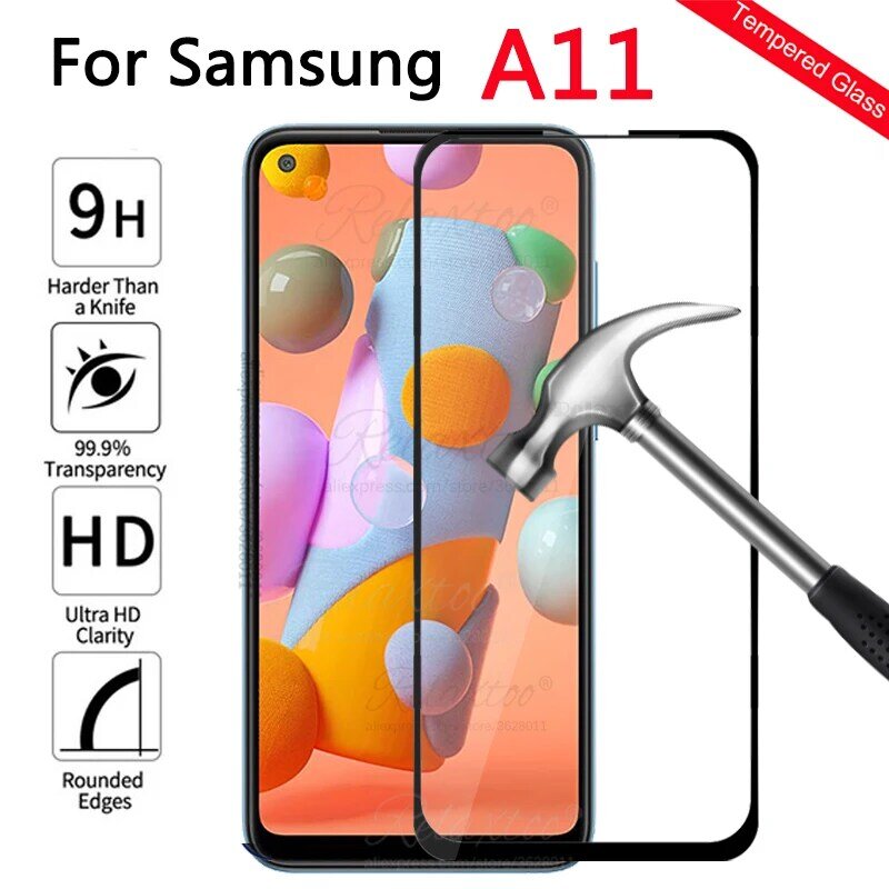 2-1pcs Full Coverage Tempered Glass For Samsung A11 2020 Protective safety Film For Galaxy A11 A 11 A115F Screen Protector armor