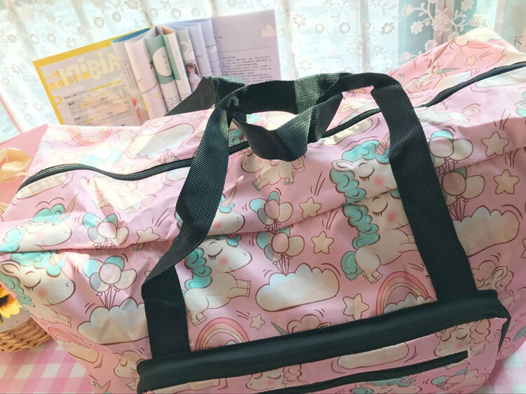 Bolsa de viagem portátil de unicórnio 52cm, bolsa reutilizável de anime, bolsa dobrável para armazenar bagagem, 1 peça