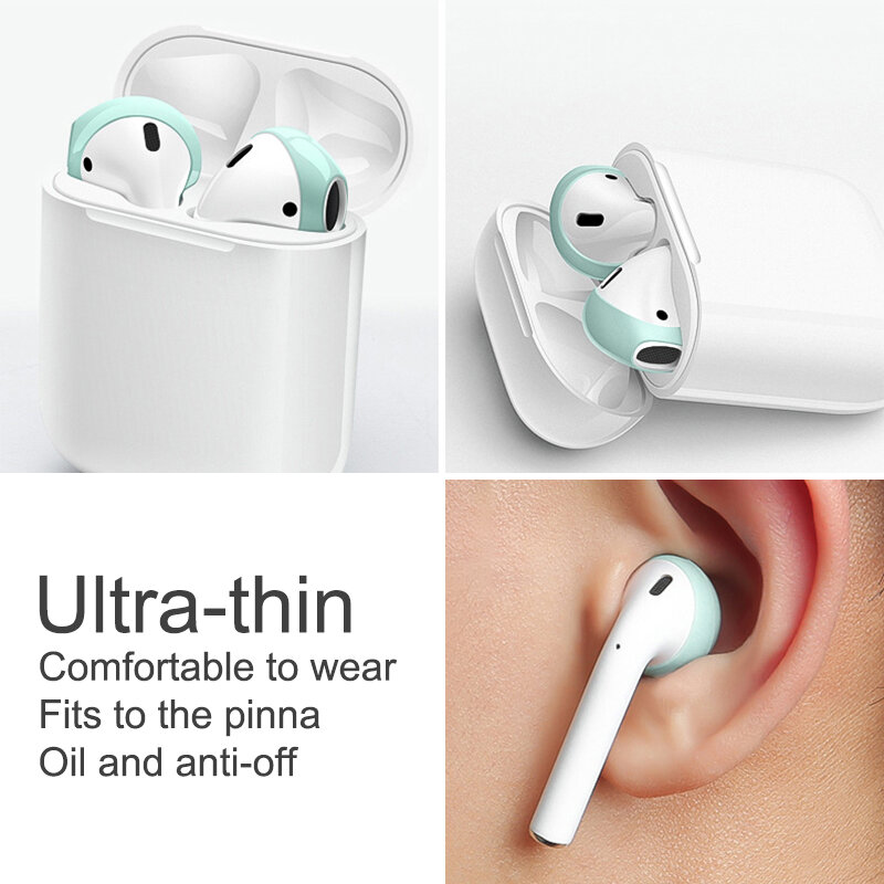 Capa para fones de ouvido em silicone macio, pontas ultrafinas antiderrapante para apple airpods, 1 par