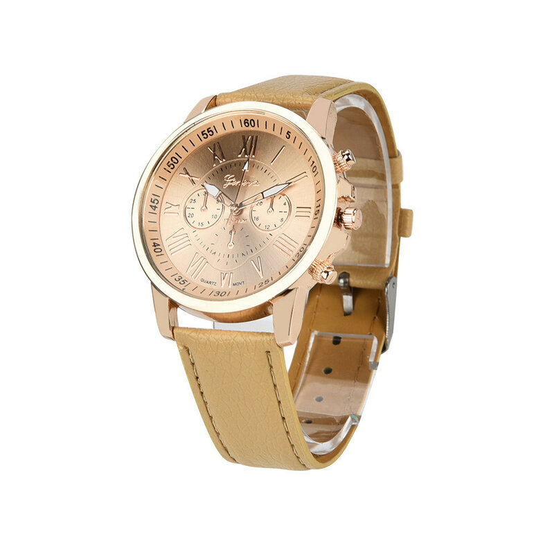 Новинка для женщин Женева римскими цифрами искусственная кожа аналоговые кварцевые часы женские часы модные роскошные брендовые наручные ...