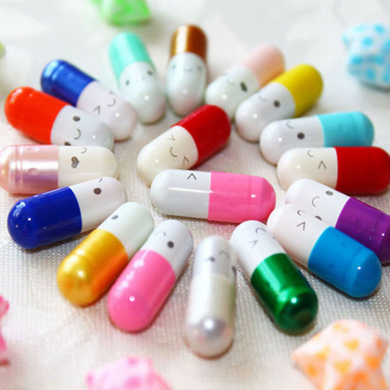 50 pezzi Mini pillola d'amore con rotolo di carta note vuote messaggio In una bottiglia capsula lettera pieno chiaro desiderio Drift bottiglia amanti regalo