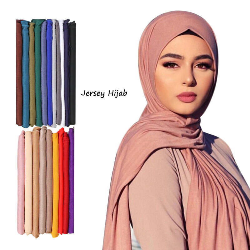 Модный модал хлопок Стандартный шарф длинная мусульманская шаль простой мягкий тюрбан галстук головная повязка для женщин африканская пов...