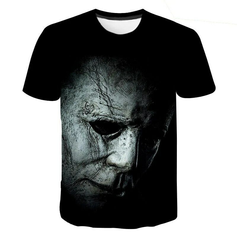 T-Shirt d'halloween pour hommes, haut humoristique du film d'horreur de Michael Myers, en polyester, Design Tops Harajuku