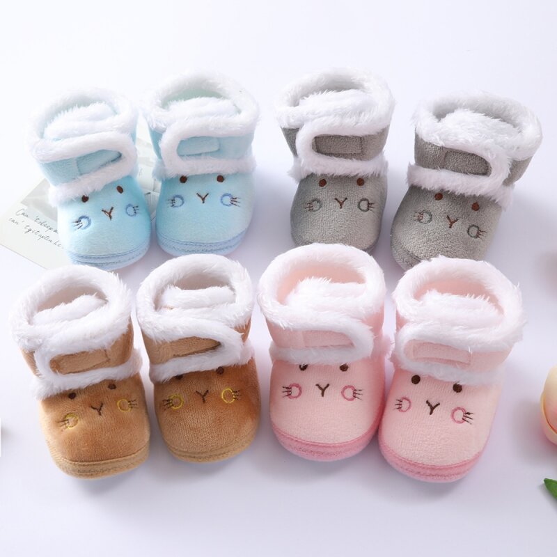 Toddler Baby Girl Boy Cartoon Bear Cotton Shoes Plus stivali da neve caldi in velluto scarpe da passeggio con suola morbida per neonati