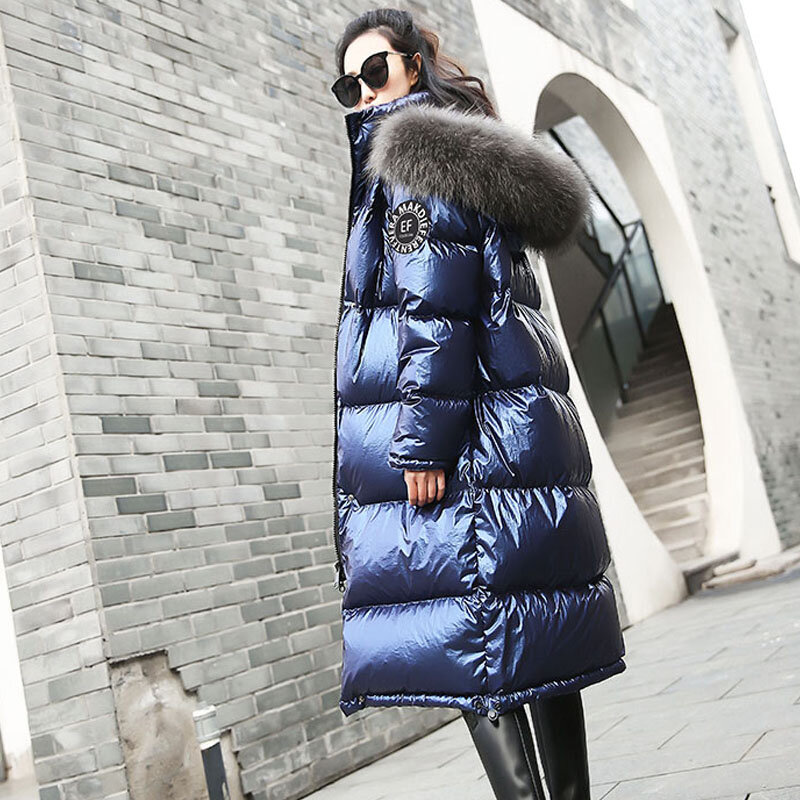 女性のアライグマの毛皮の冬のジャケット,長くて厚いパーカー,暖かい,2022