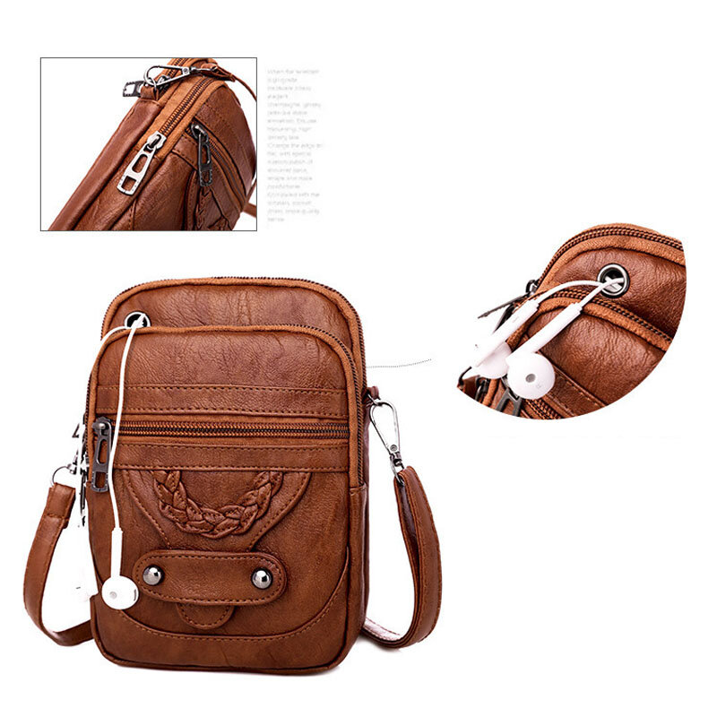 High Quality Leather Women Handbag Fashion Small Shoulder Bag Mini Travel Phone Pouch Purse Women Zipper Crossbody Bags