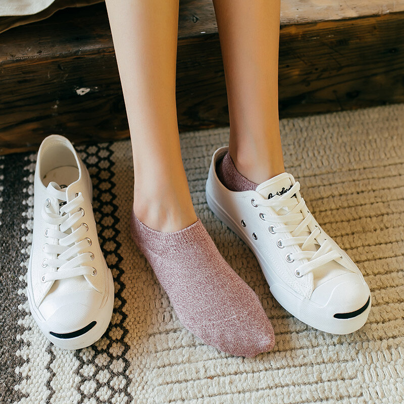 ถุงเท้าสตรีถุงเท้าด้านบนตื้นปากญี่ปุ่นและสไตล์เกาหลีฤดูใบไม้ร่วงและฤดูหนาวถุงเท้าหญิง...