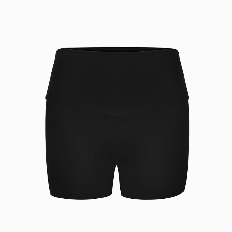 Pantalones cortos de cintura alta para mujer, Shorts deportivos para Fitness, informales, ajustados, elásticos, suaves, color negro, para motorista