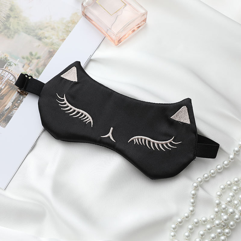 Czysty jedwab dwustronnie cieniowany Eyeshade maska do spania przenośny odpoczynek relaks opaska na oczy pokrywa miękka podkładka
