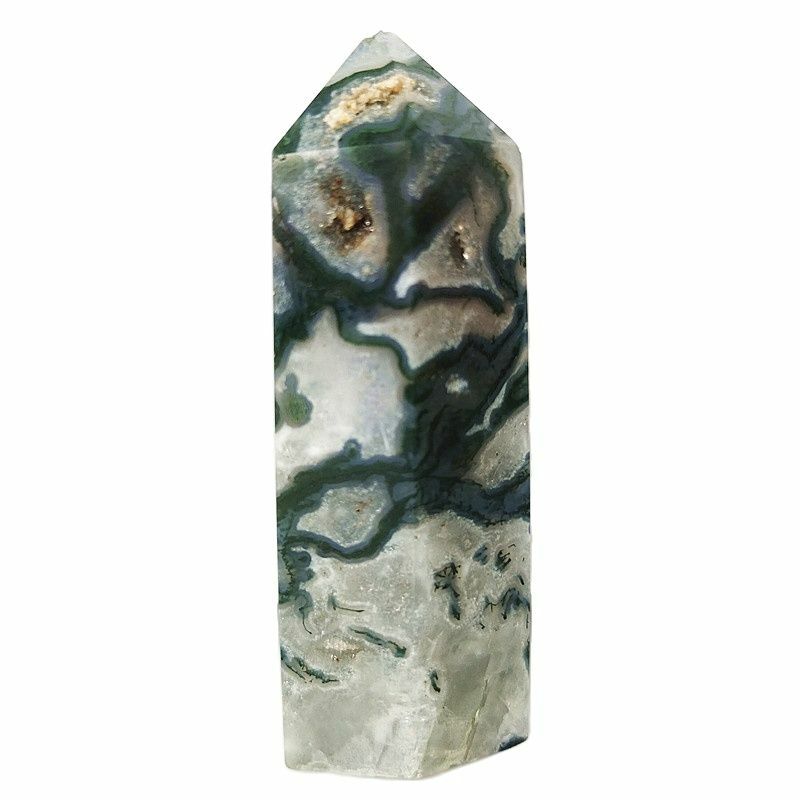 Piedras minerales de cristal de ágata de hierba de agua Natural, punto de torre, cristales curativos de energía, 6 uds.