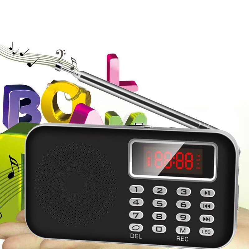 FM 라디오 휴대용 노인 FM 라디오 디지털 디스플레이 다기능 카드 레코더