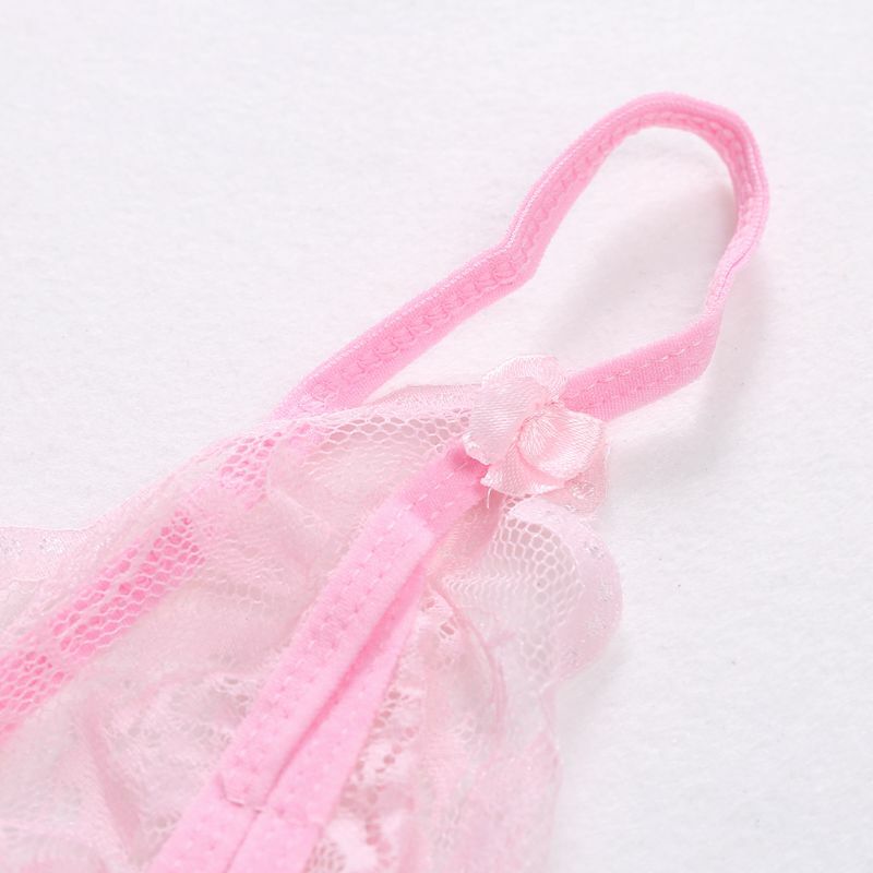 Conjunto de lencería Sexy con flores de encaje para mujer, Sujetador de Bikini con parte trasera en T, ropa interior G-string